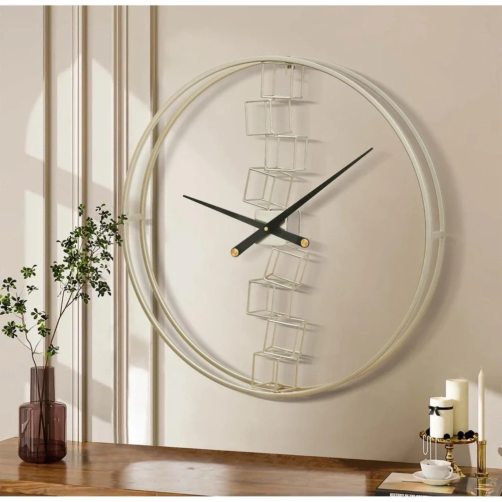 Micasso 24 in Simple Blocks Wall Clock Gold Modern Minimalist Any Room New